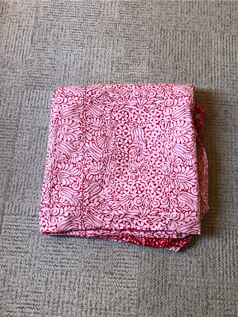 Crate & Barrel Red and White Floral Duvet Cover